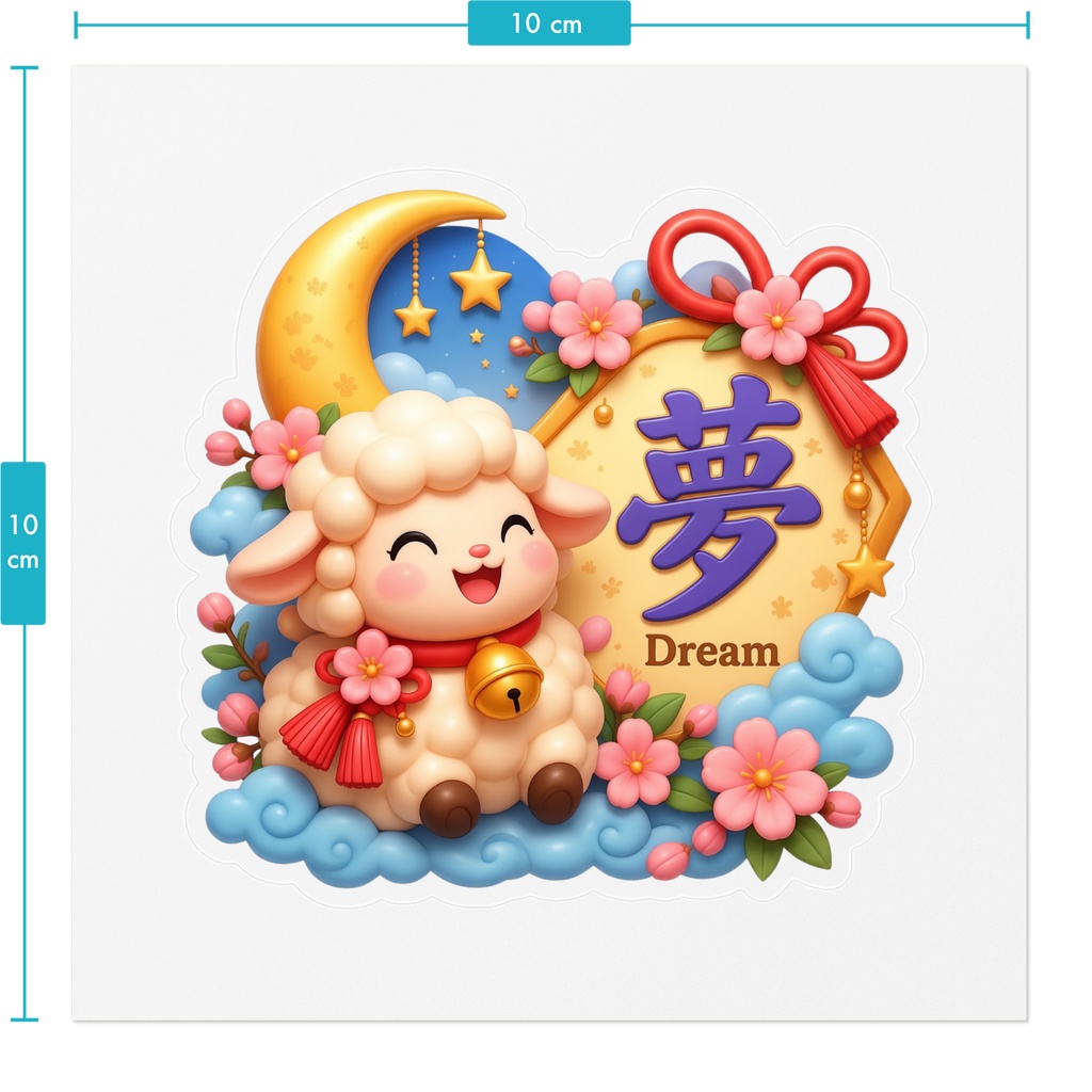 夢|Dream ― 吉祥ひつじと桜・月夜の和風漢字アート