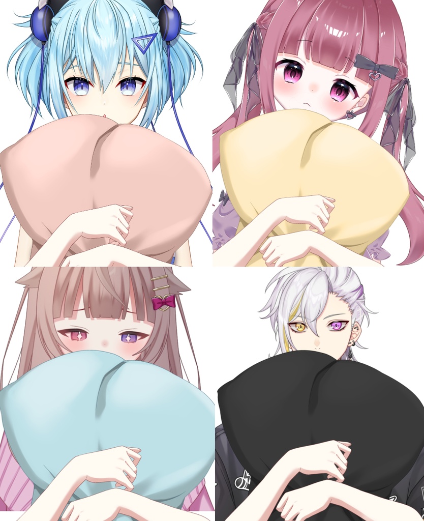 【Vtuber素材】枕をぎゅっとする素材 −高画質＋商用利用権-