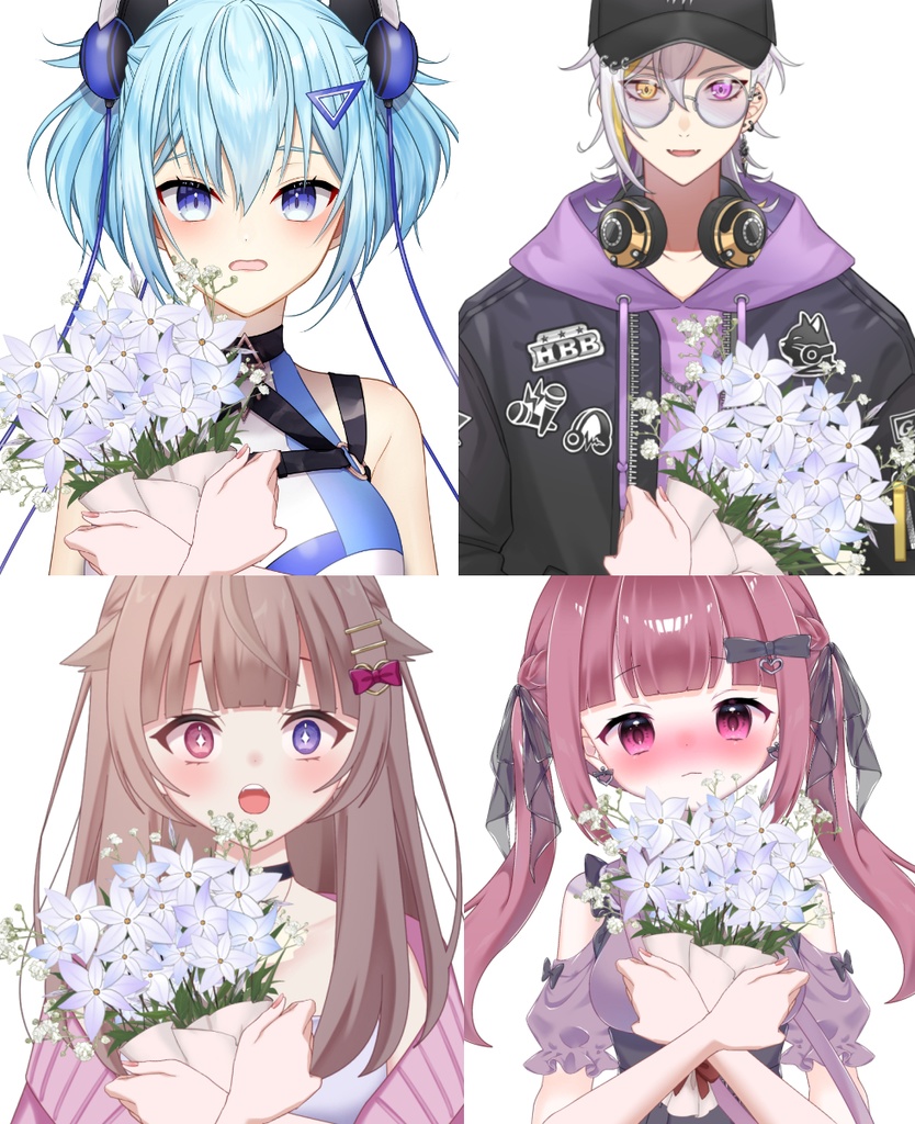 【Vtuber素材】花束を抱きしめる素材 −高画質＋商用利用権-