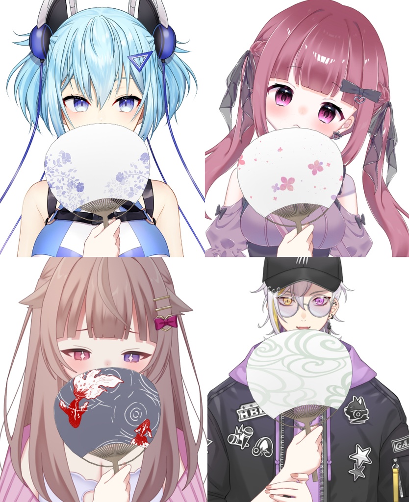 【Vtuber素材】うちわを持つ素材 −高画質＋商用利用権-