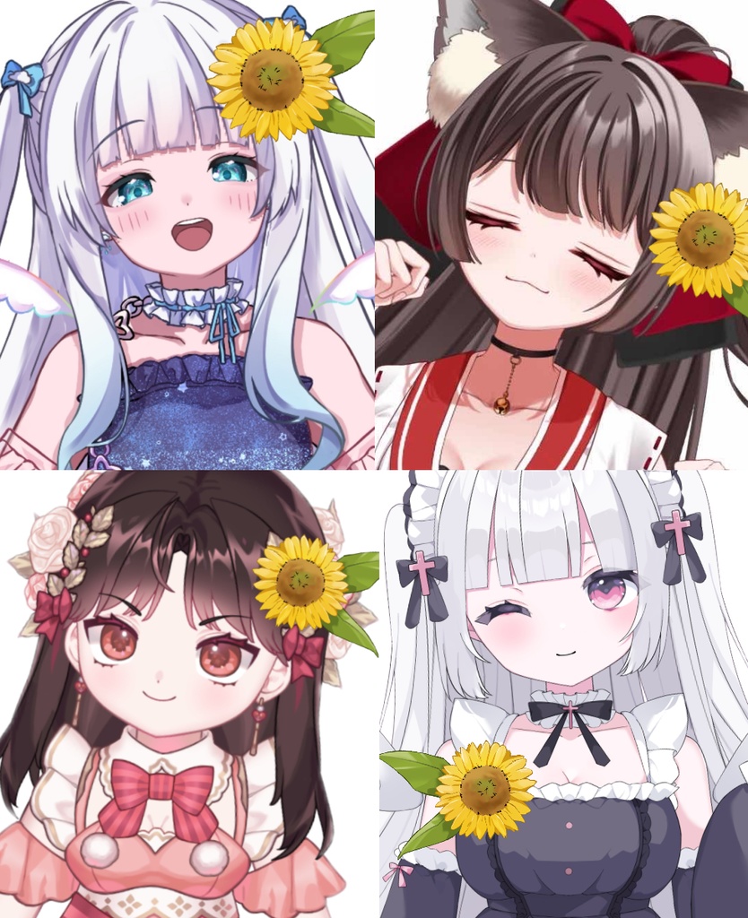 【Vtuber素材】ひまわりの髪飾りの素材 −高画質＋商用利用権-