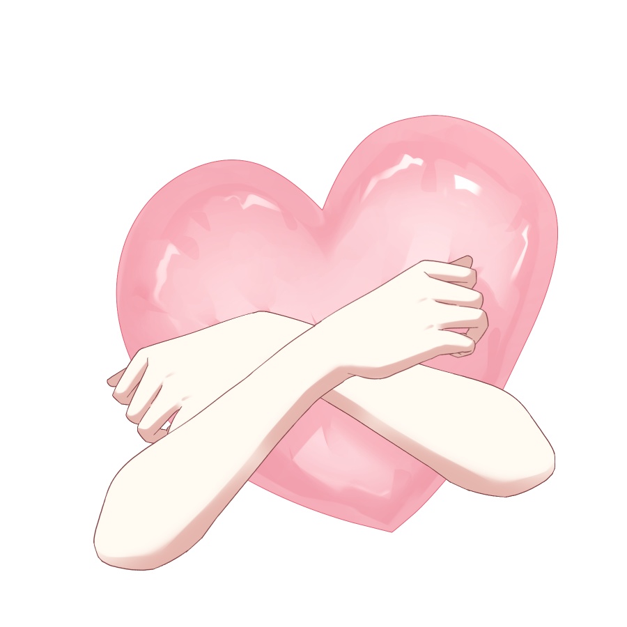 【Vtuber素材】ハートを抱きしめる手の素材 −高画質+商用利用権-
