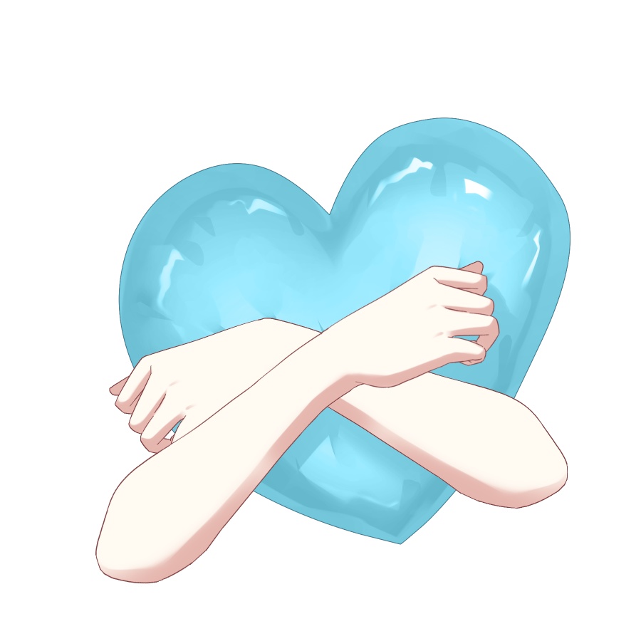 【Vtuber素材】ハートを抱きしめる手の素材 −高画質+商用利用権-
