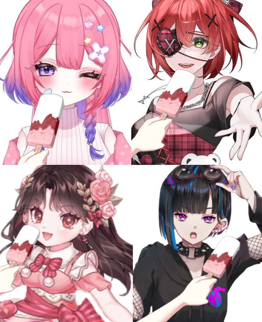 【Vtuber素材】いちごアイスを持つ素材 −高画質＋商用利用権-