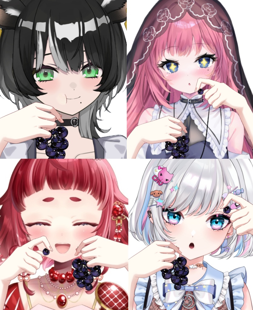 【Vtuber素材】ぶどうを頬張る素材−高画質＋商用利用権-