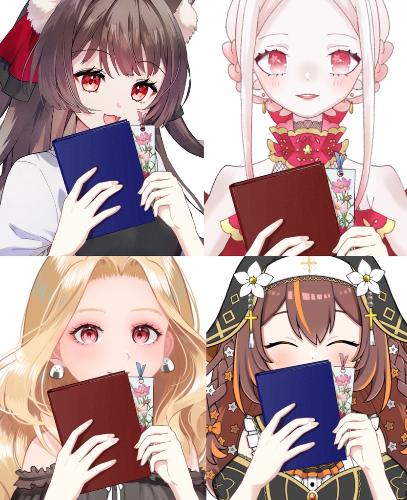 【Vtuber素材】文庫本とコスモスの栞を持つ素材−高画質＋商用利用権-