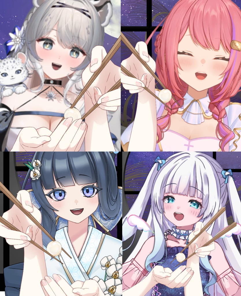 【Vtuber素材】お団子を食べさせる手の素材−高画質＋商用利用権