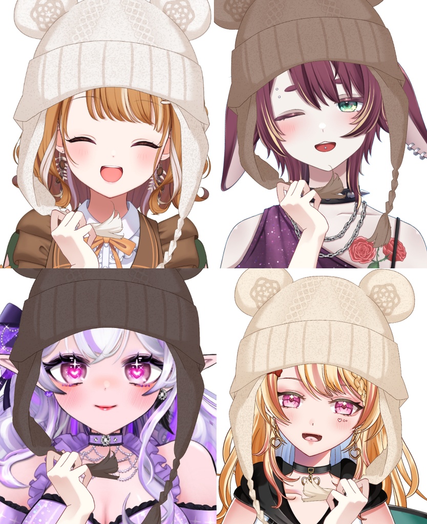 【Vtuber素材】くまさんニット帽の素材 −高画質＋商用利用権−