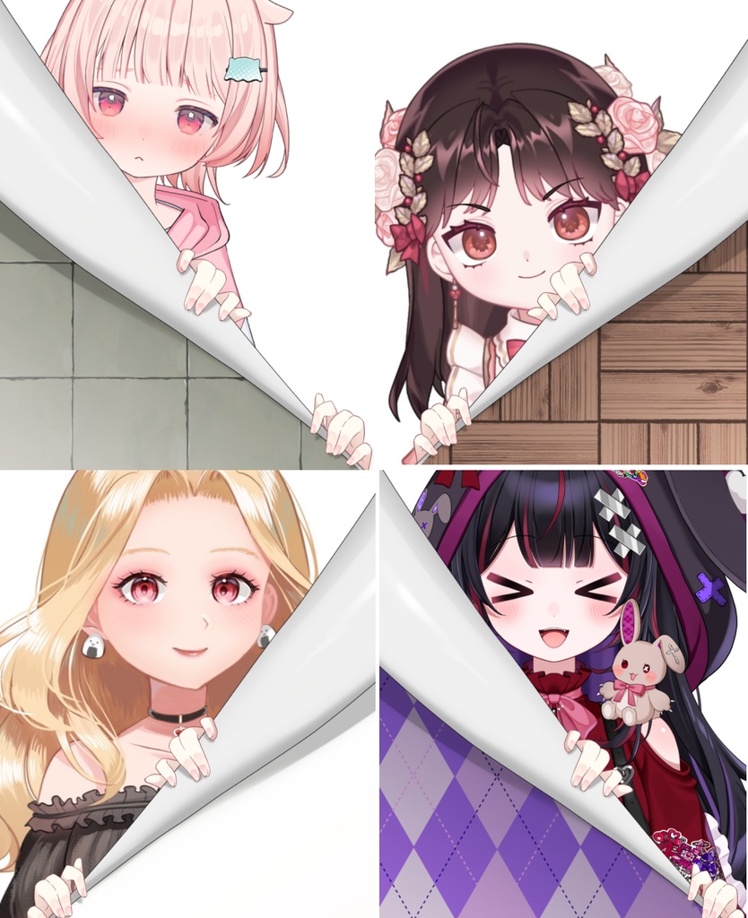 【Vtuber素材】壁紙の後ろから現れる素材 −高画質＋商用利用権−