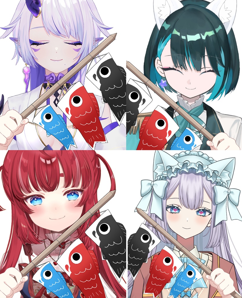 【Vtuber素材】小さな鯉のぼりを持つ素材【高画質＋商用利用権】