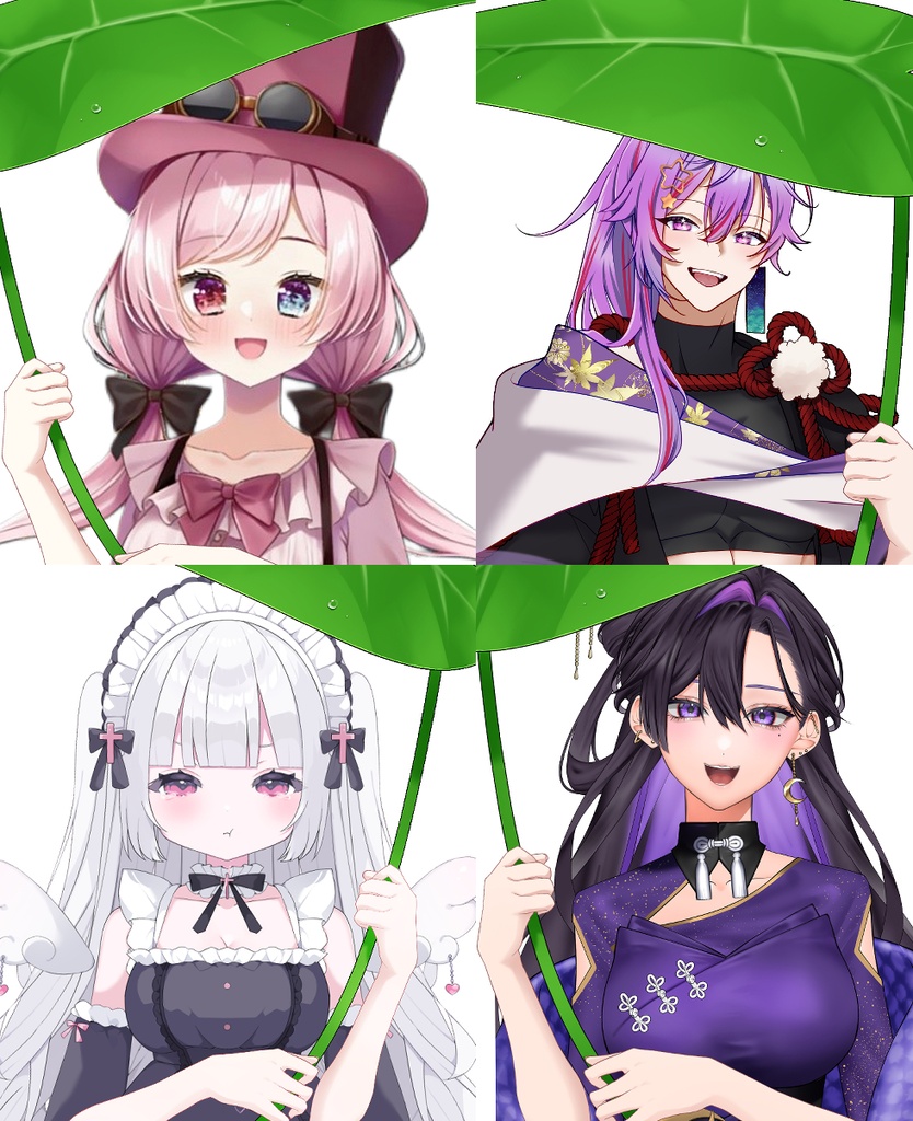 【Vtuber素材】葉っぱを傘にする素材【高画質＋商用利用権】
