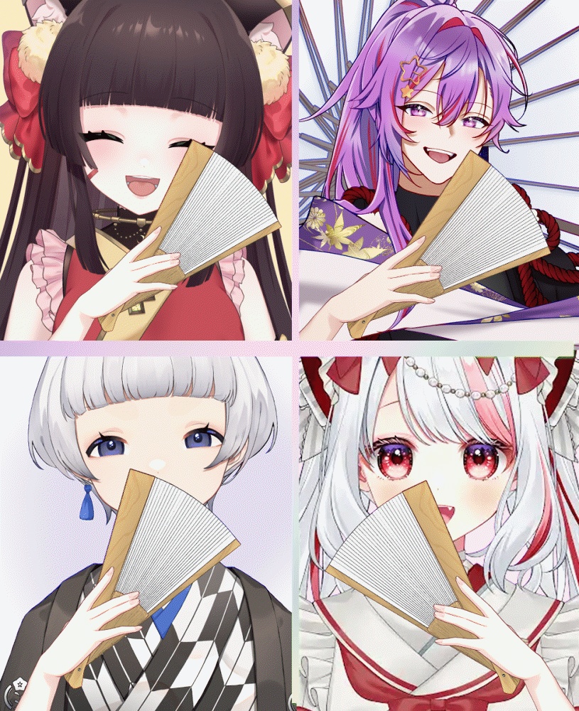 【Vtuber素材】開きかけの扇子素材【高画質＋商用利用権】