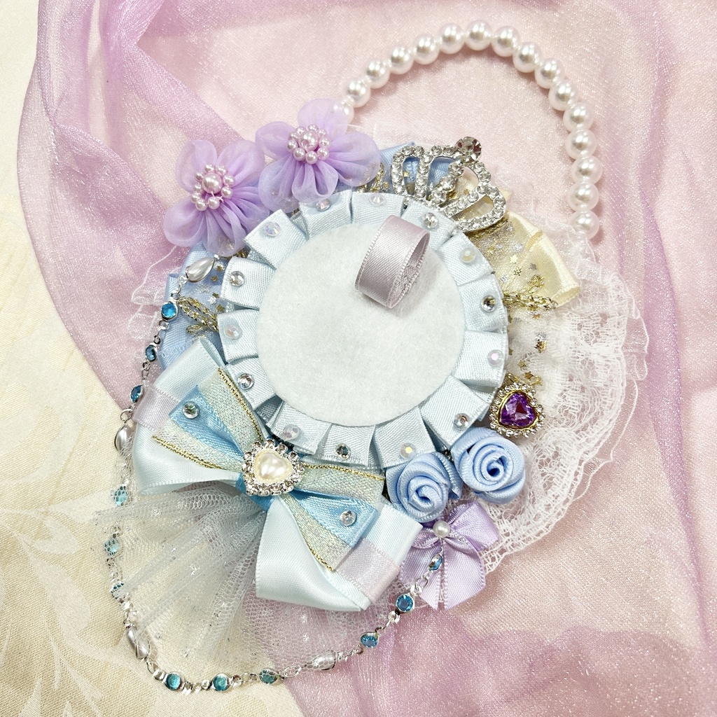 プリンセス風　ロゼット　水色　紫　