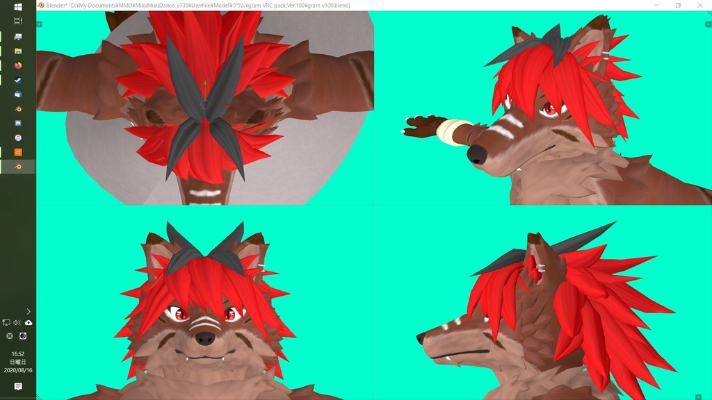 【VRChat想定】オリジナル獣人モデル「グラム」