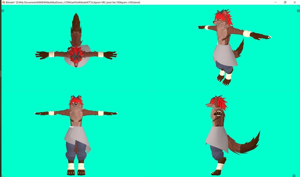 【VRChat想定】オリジナル獣人モデル「グラム」