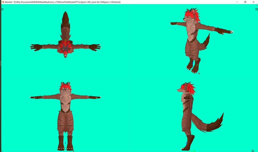 【VRChat想定】オリジナル獣人モデル「グラム」