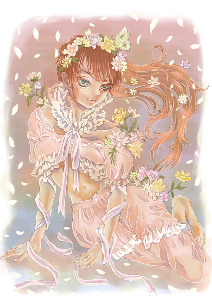 絵画「花と風」