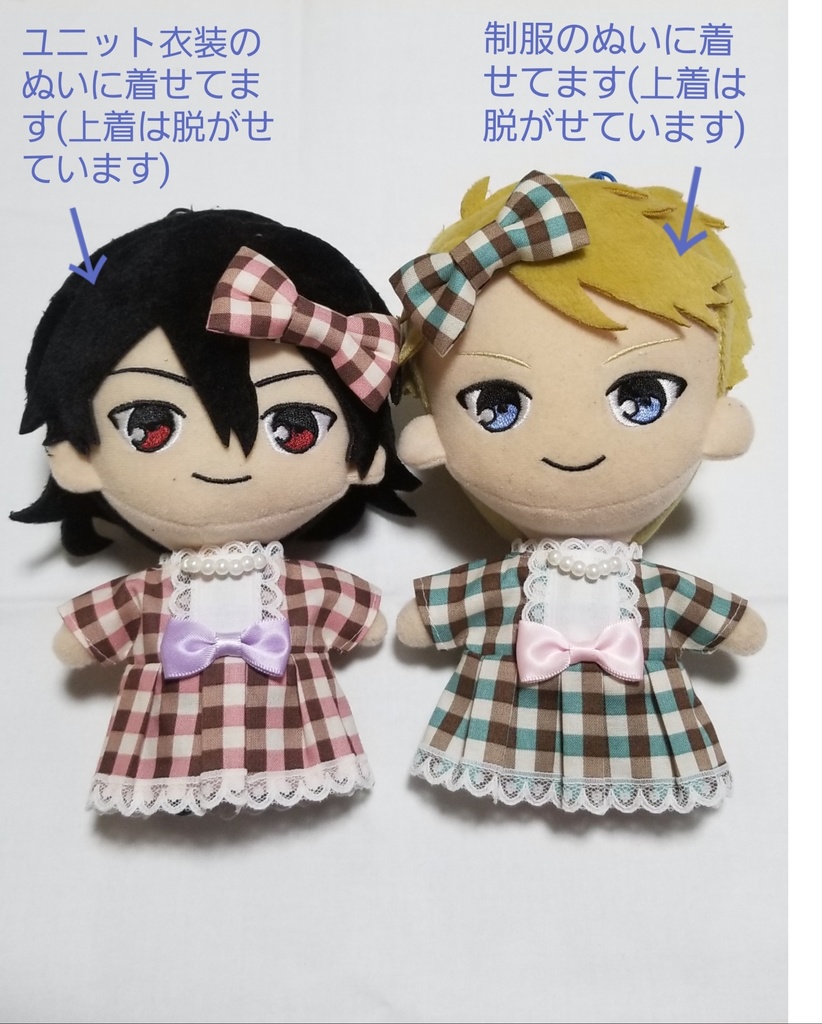 チェックワンピース+リボンセット