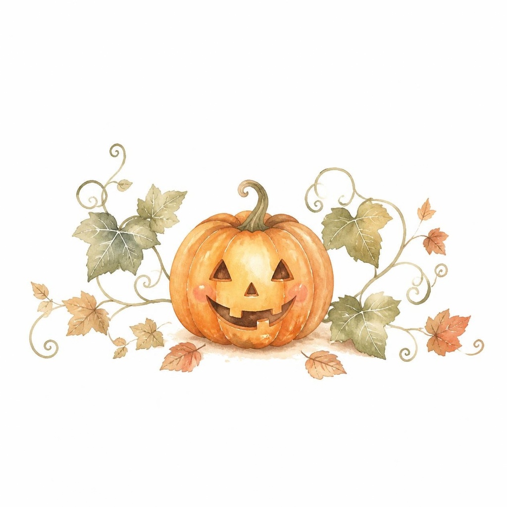 アンティーク・ハロウィン 水彩クリップアート PNG