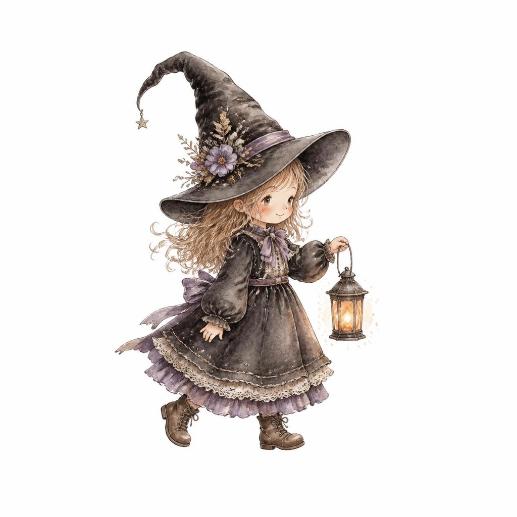 アンティーク・ハロウィン 水彩クリップアート PNG