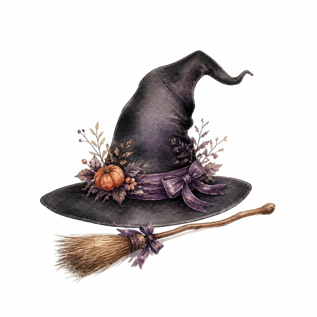 アンティーク・ハロウィン 水彩クリップアート PNG