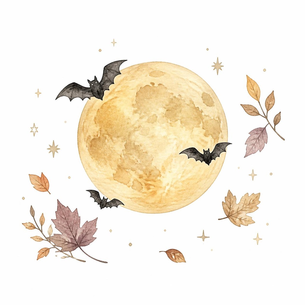 アンティーク・ハロウィン 水彩クリップアート PNG