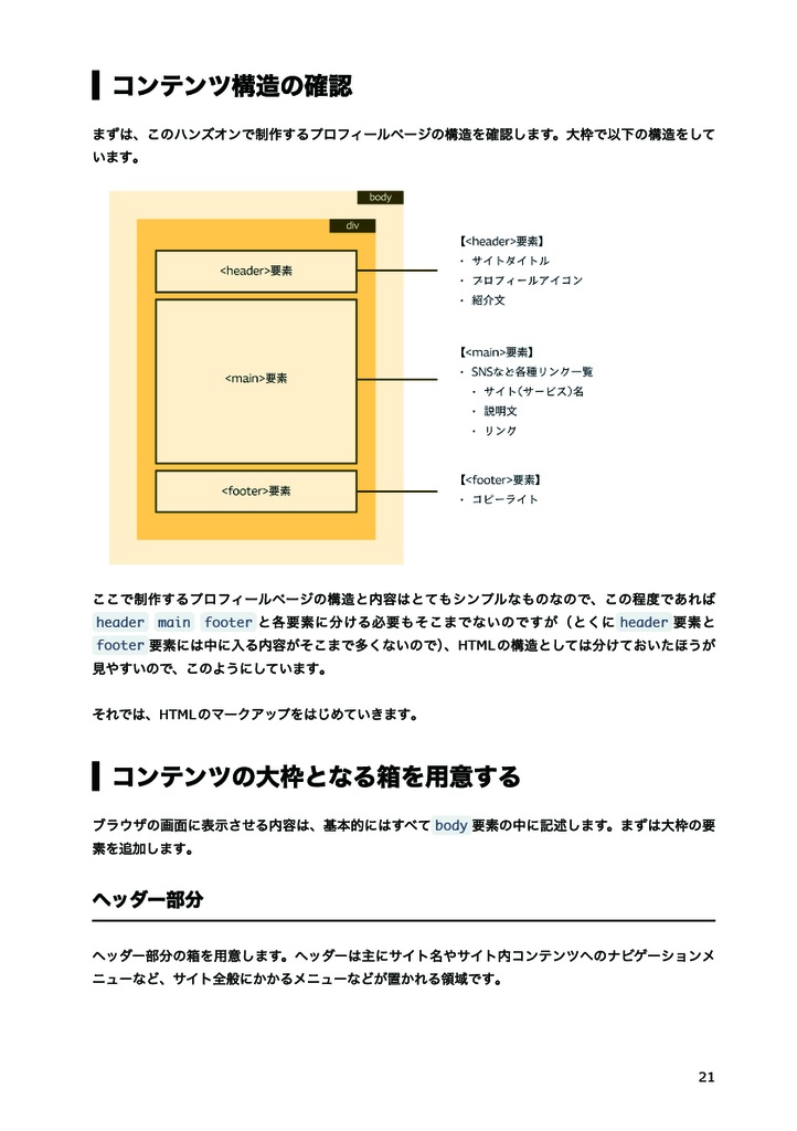 HTMLハンズオン&リファレンス 1ページの簡易プロフィールページを作成する