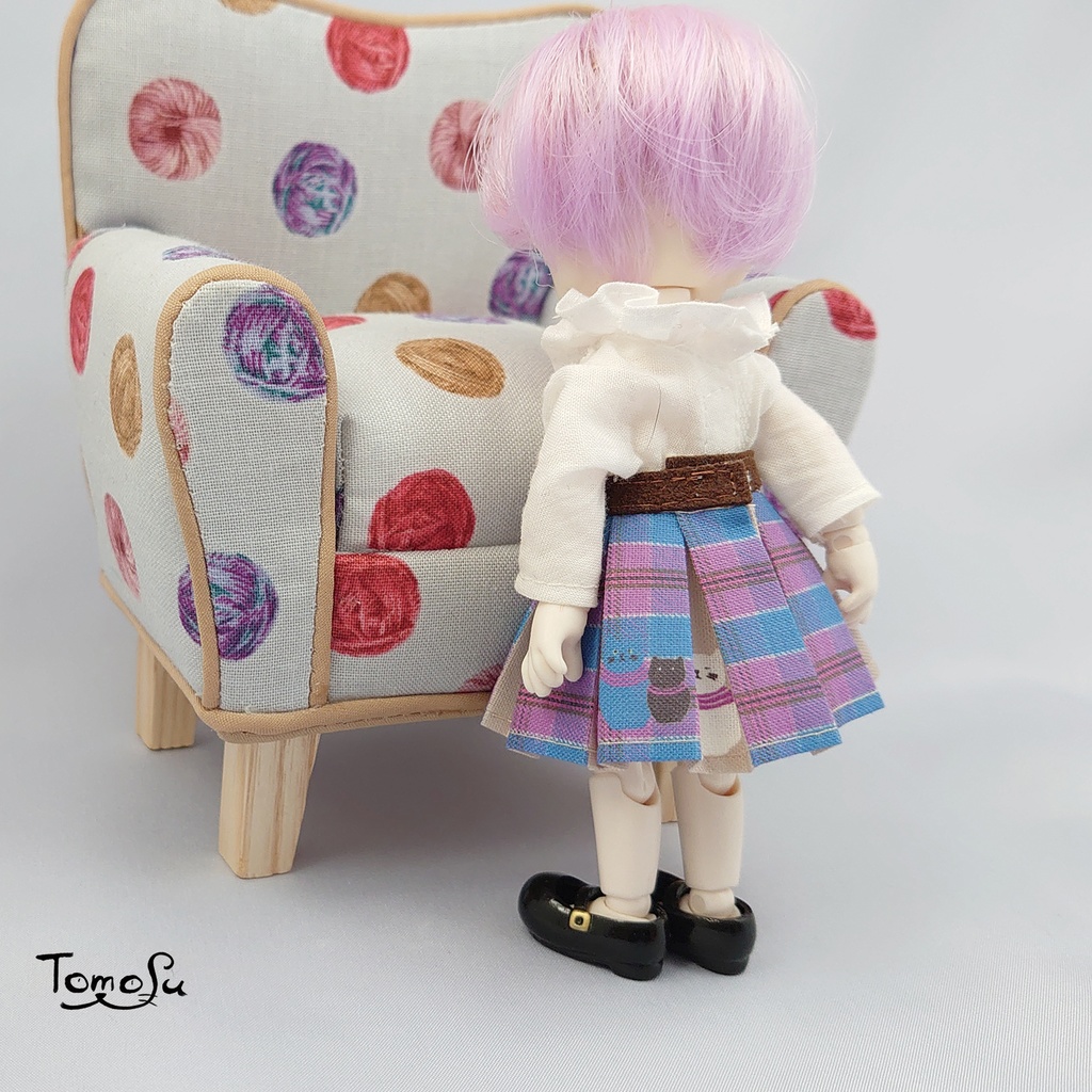 11㎝サイズこっそりにゃるまチェックのボックスプリーツスカート