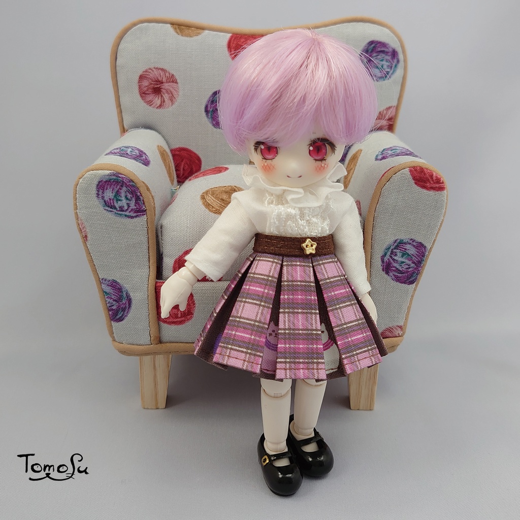 11㎝サイズこっそりにゃるまチェックのボックスプリーツスカート