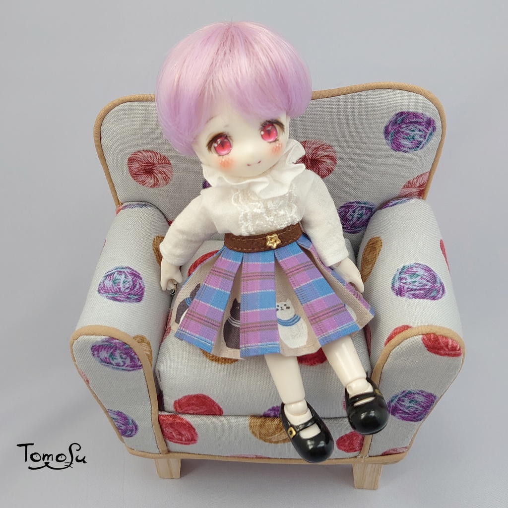 11㎝サイズこっそりにゃるまチェックのボックスプリーツスカート