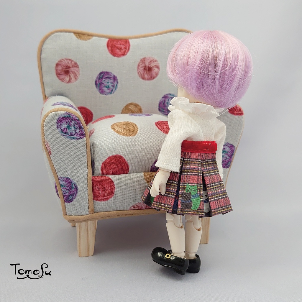 11㎝サイズこっそりにゃるまチェックのボックスプリーツスカート