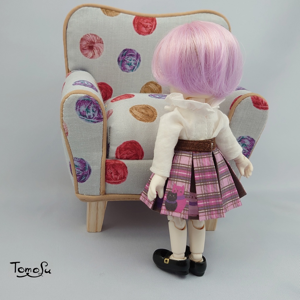 11㎝サイズこっそりにゃるまチェックのボックスプリーツスカート