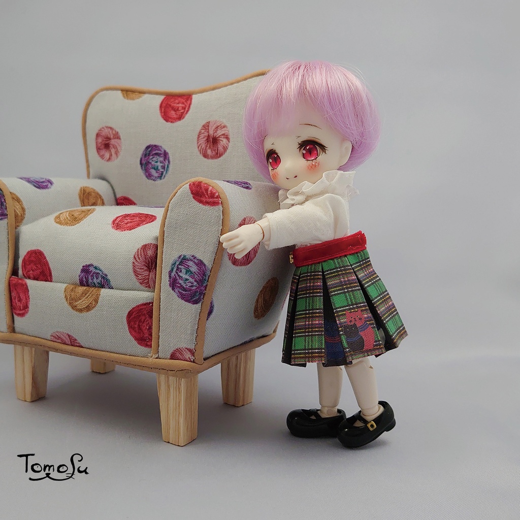 11㎝サイズこっそりにゃるまチェックのボックスプリーツスカート