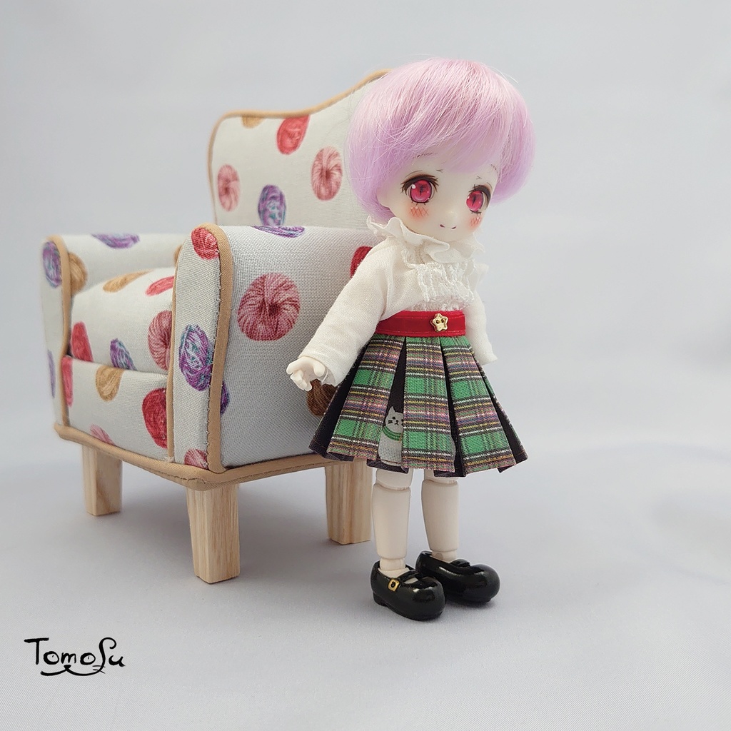 11㎝サイズこっそりにゃるまチェックのボックスプリーツスカート