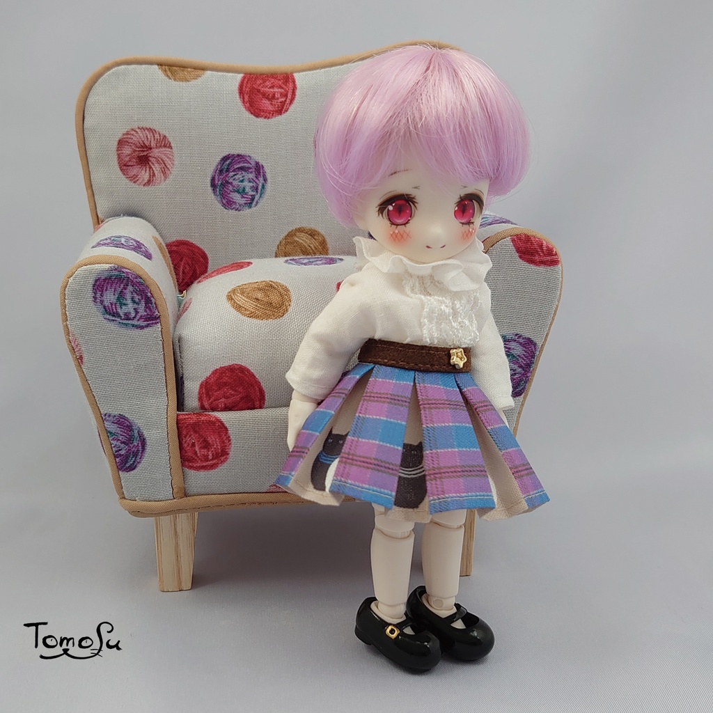 11㎝サイズこっそりにゃるまチェックのボックスプリーツスカート