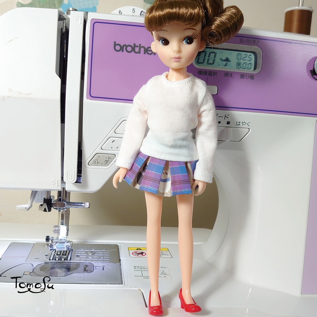 11㎝サイズこっそりにゃるまチェックのボックスプリーツスカート