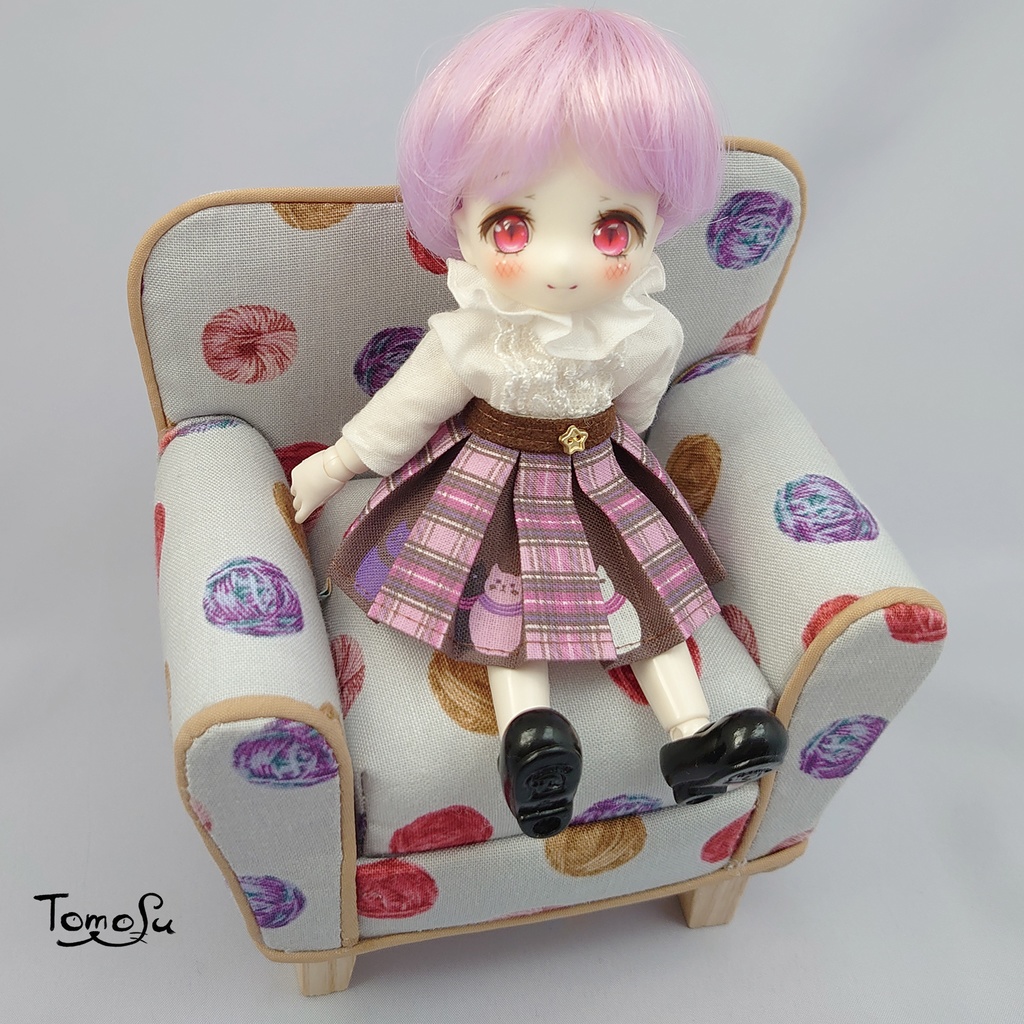 11㎝サイズこっそりにゃるまチェックのボックスプリーツスカート