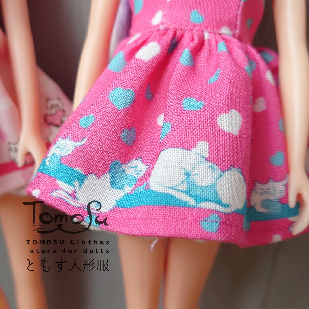 (B品)ハートネコのミニ丈ワンピース3点セット