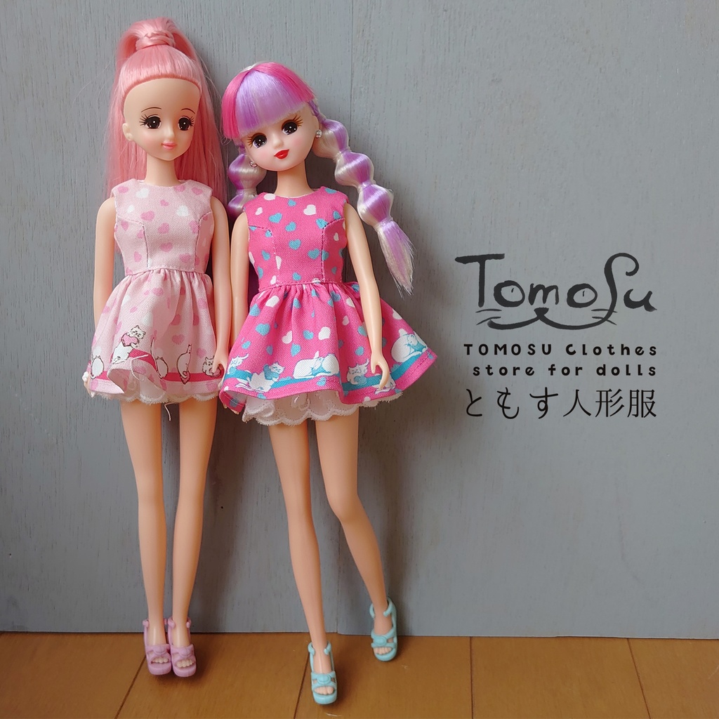 (B品)ハートネコのミニ丈ワンピース3点セット