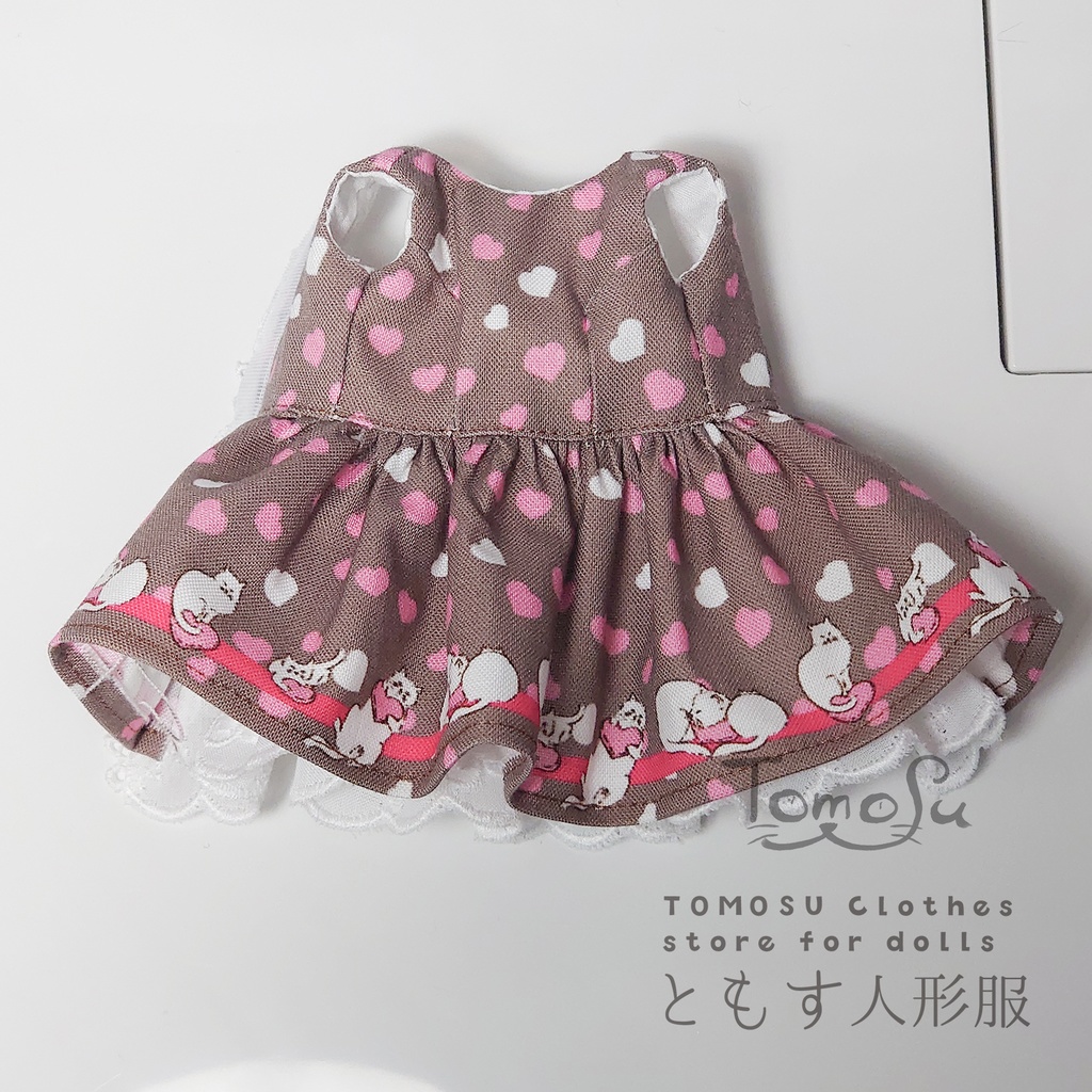 (B品)ハートネコのミニ丈ワンピース3点セット