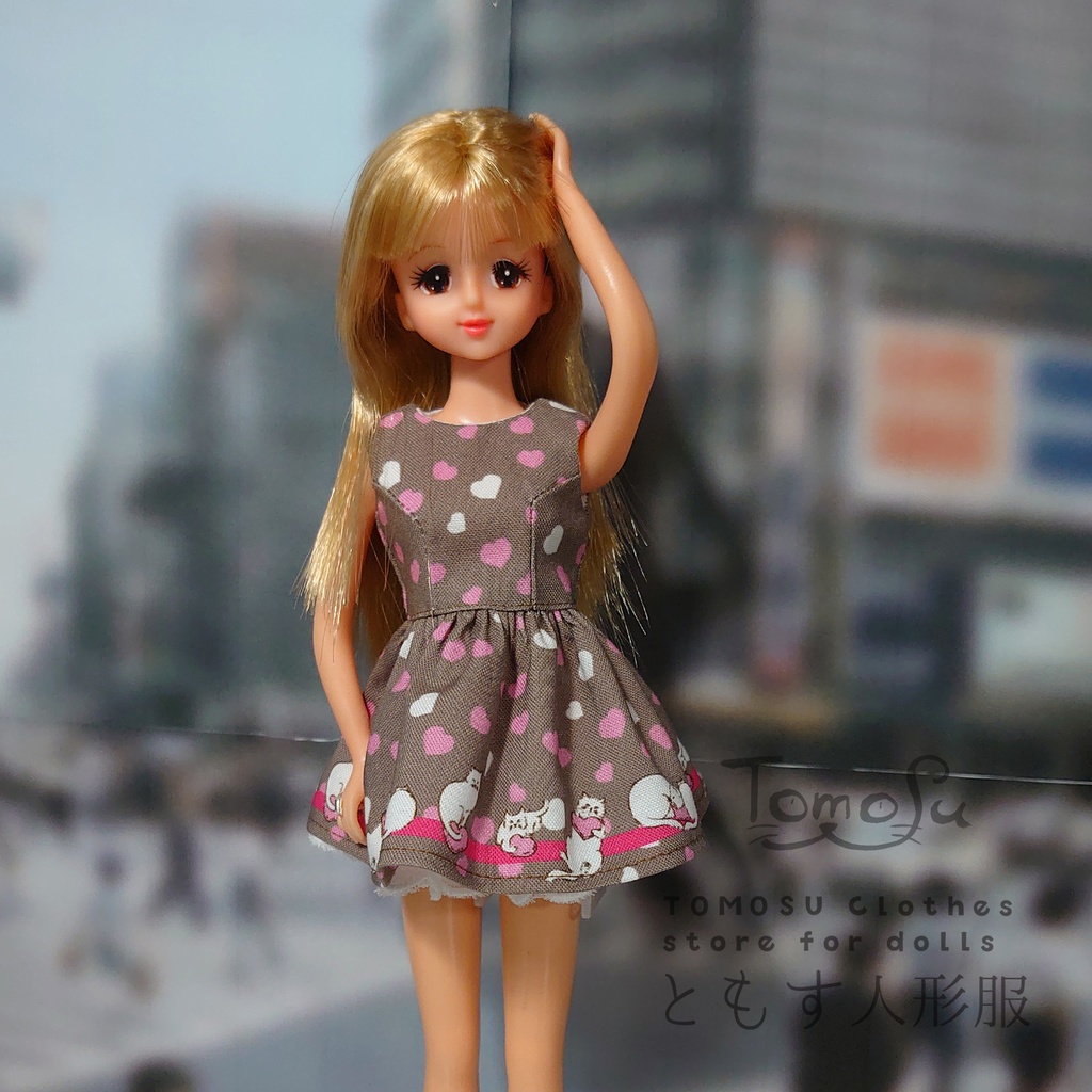 (B品)ハートネコのミニ丈ワンピース3点セット