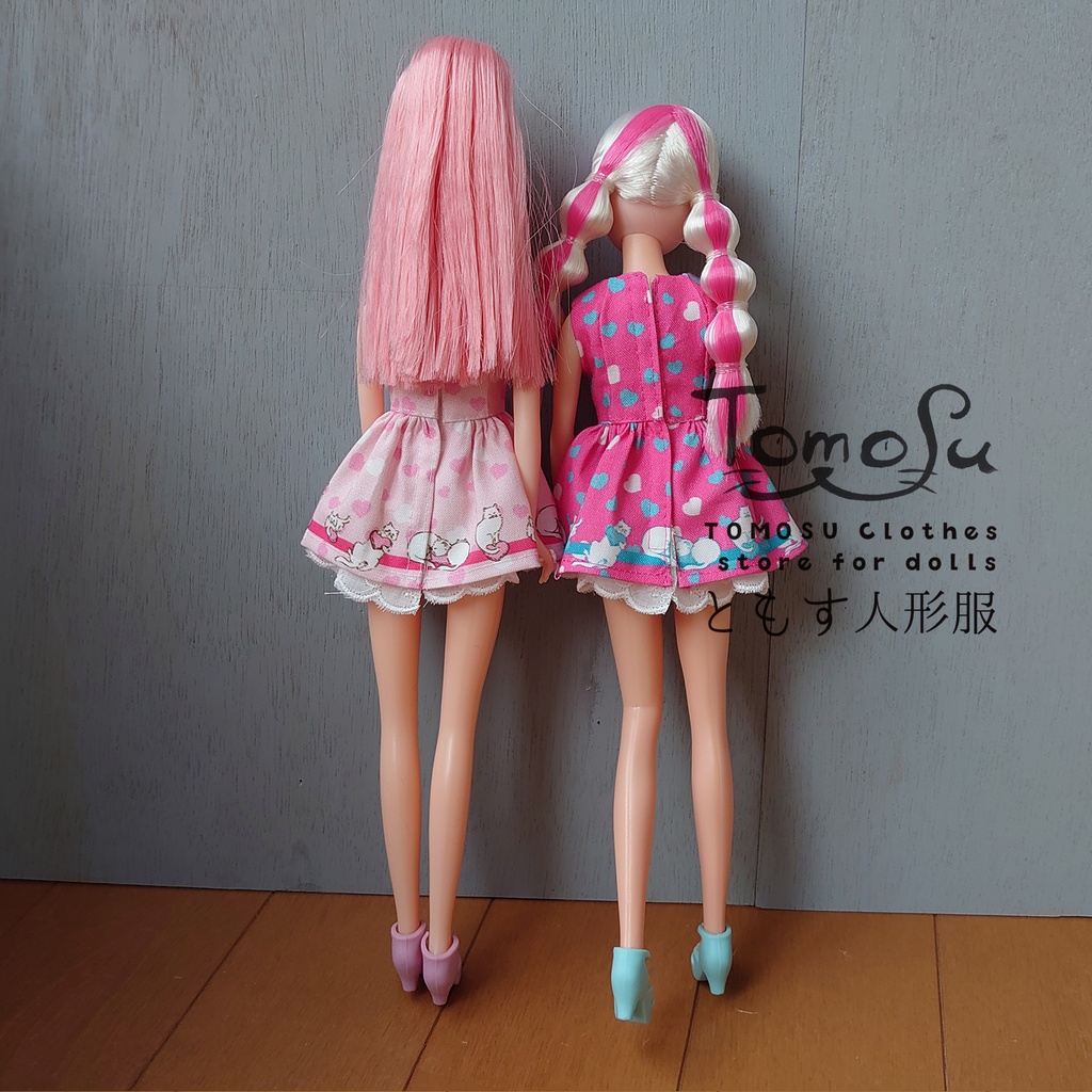 (B品)ハートネコのミニ丈ワンピース3点セット