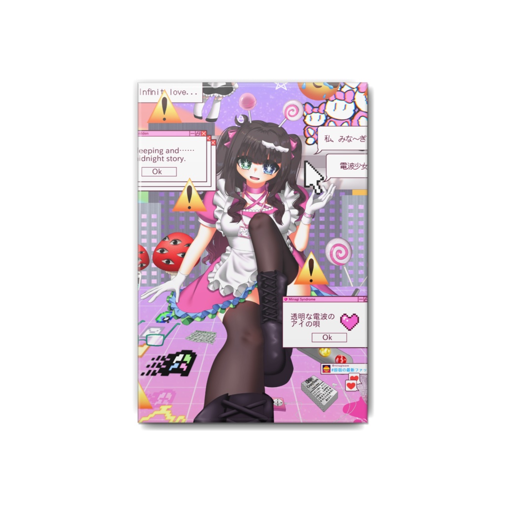 電波少女みなぎちゃん誕生祭2025 記念 特殊形状缶バッジ【長方形缶バッジ&76mm円缶バッジ】