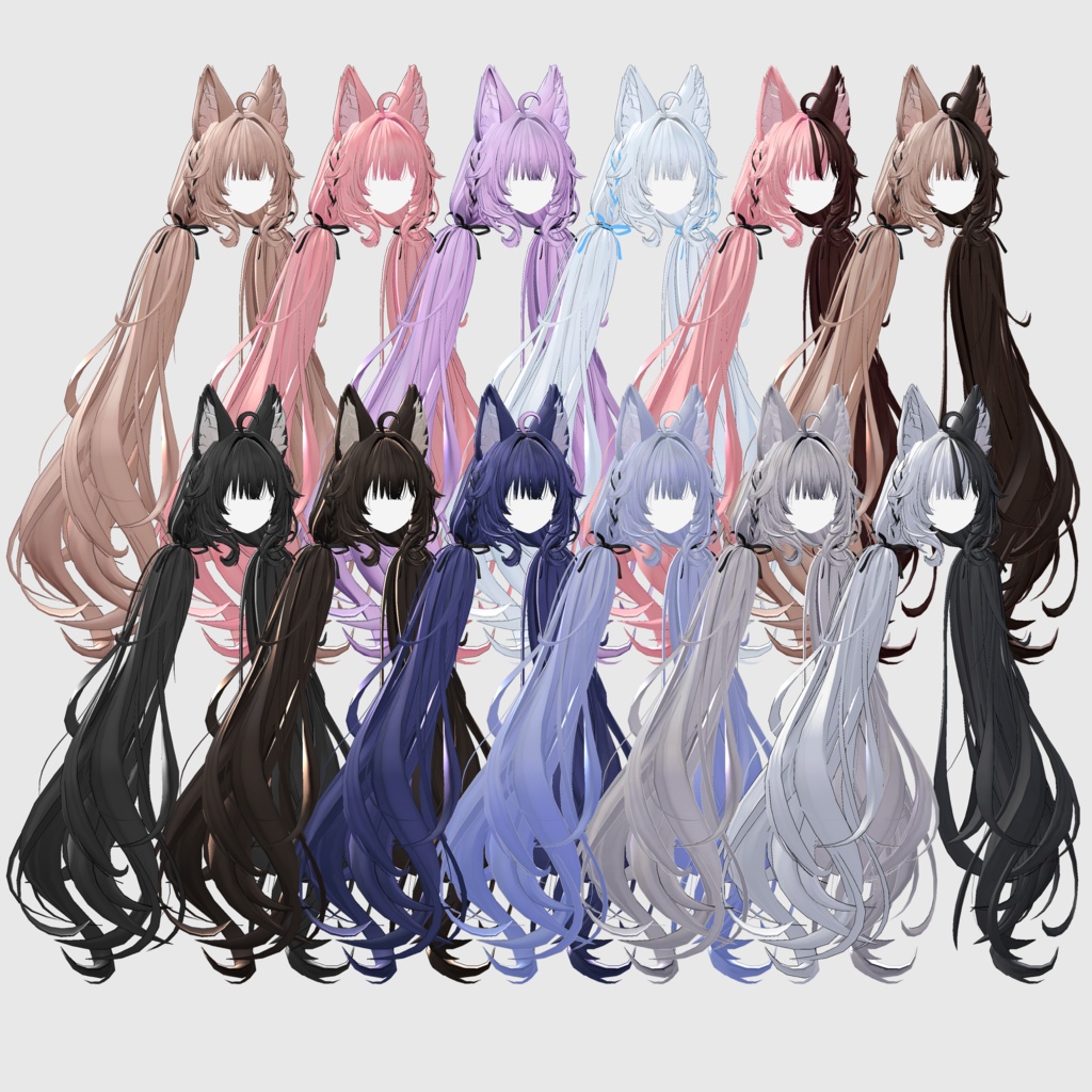 【12アバター対応 VRC Hair】 ふわりんツインテール