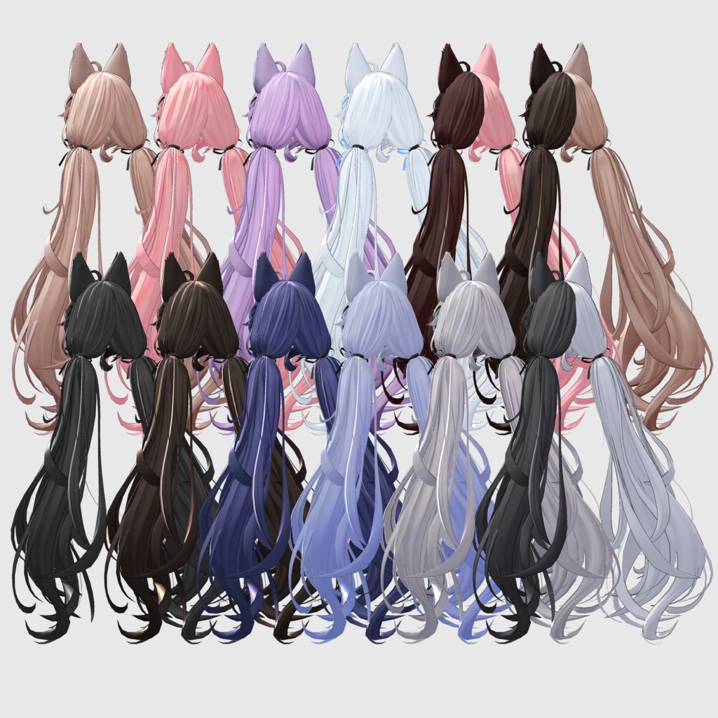 【12アバター対応 VRC Hair】 ふわりんツインテール