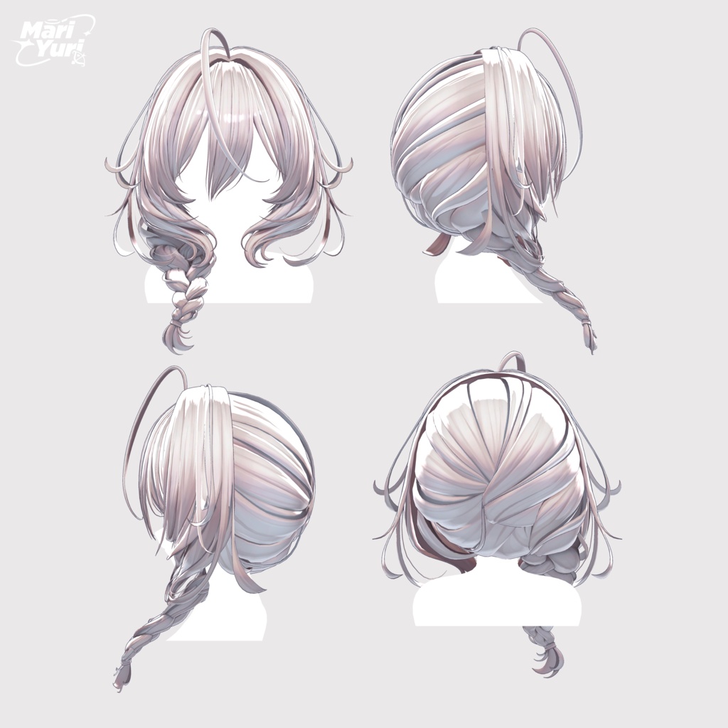 【13アバター対応 VRC Hair】 サイド三つ編み