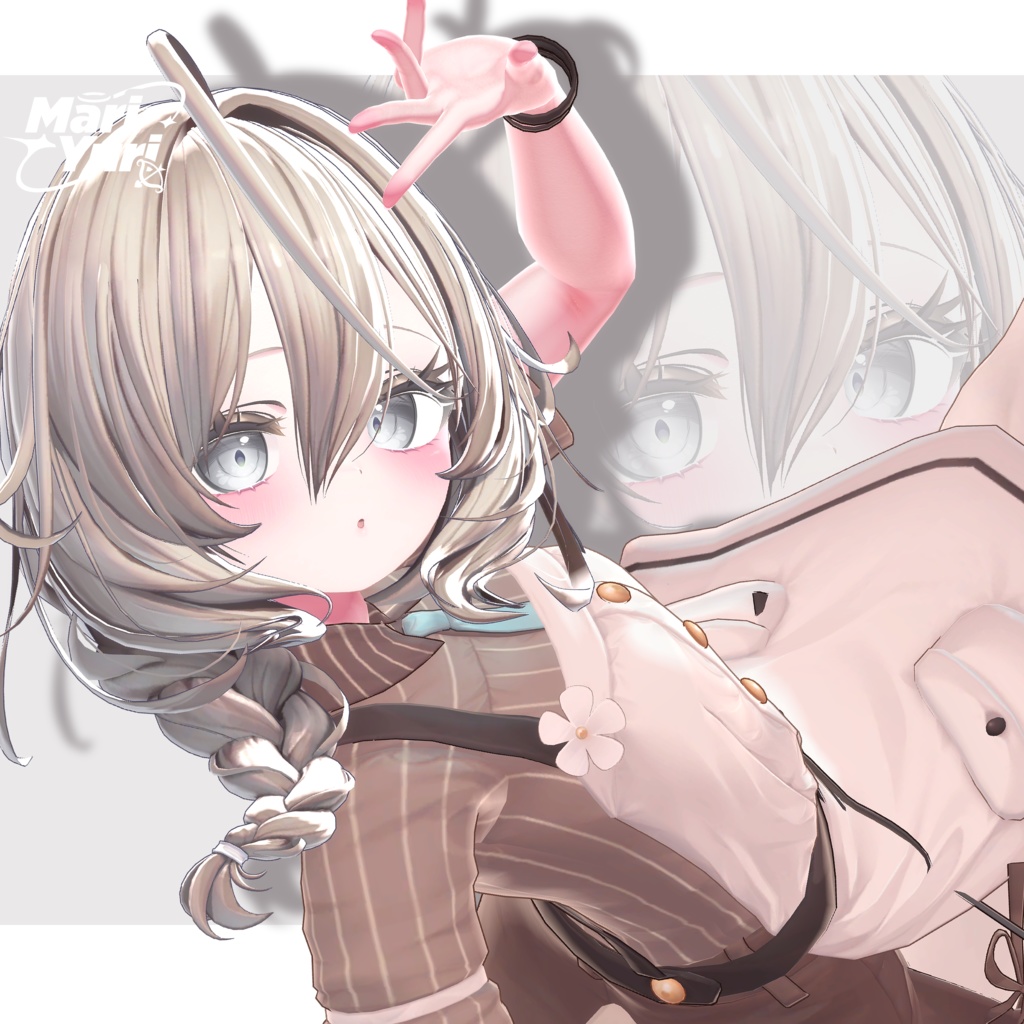 【13アバター対応 VRC Hair】 サイド三つ編み