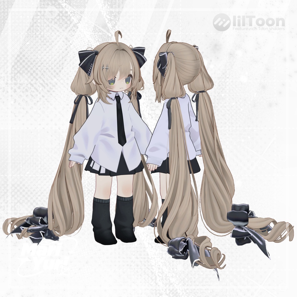 【13アバター対応 VRC Hair】 Ribbon Twintail