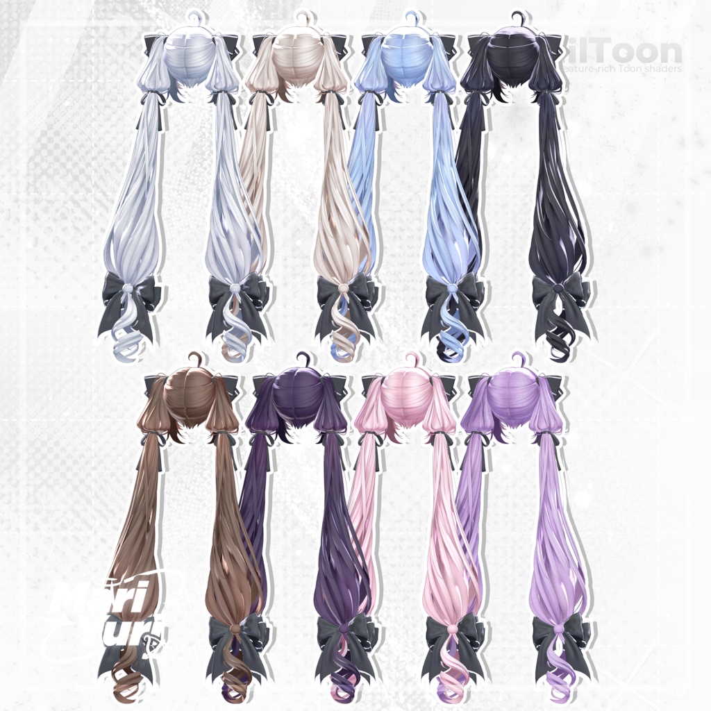 【13アバター対応 VRC Hair】 Ribbon Twintail