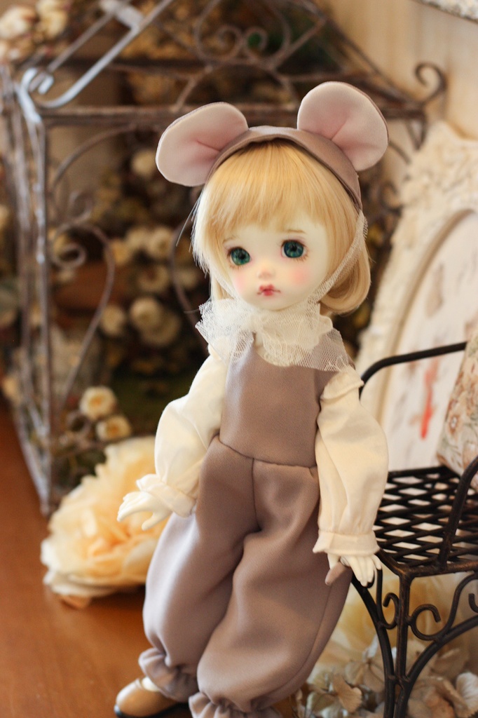 (iMda30着用)ねずみオールインワン&ブラウスセット